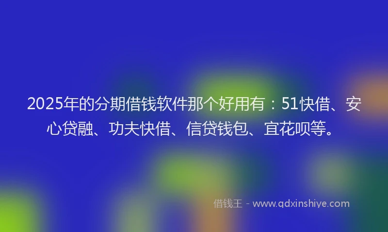 2025年的分期借钱软件那个好用有：51快借、安心贷融、功夫快借、信贷钱包、宜花呗等。