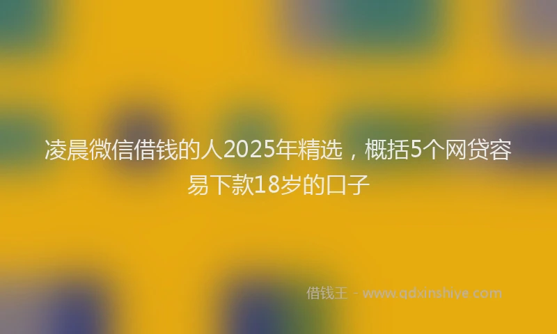 凌晨微信借钱的人2025年精选，概括5个网贷容易下款18岁的口子