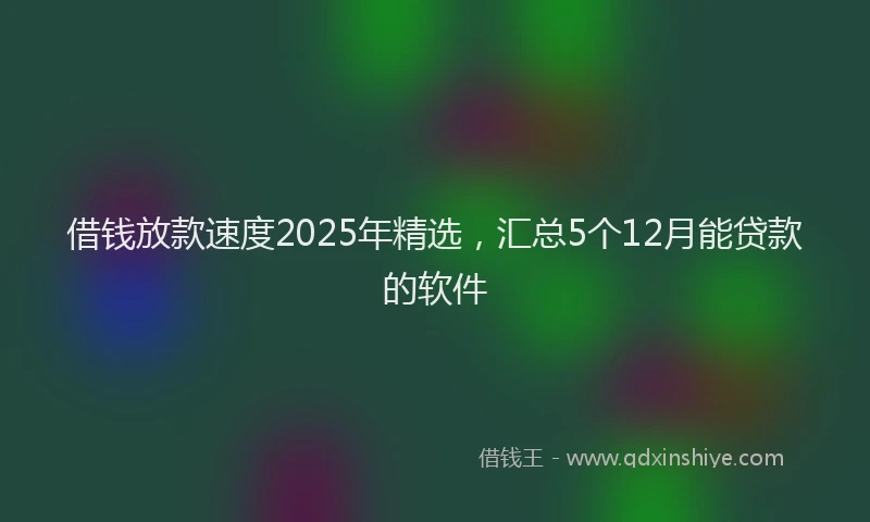 借钱放款速度2025年精选，汇总5个12月能贷款的软件