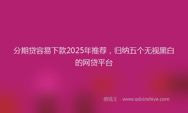 分期贷容易下款2025年推荐，归纳五个无视黑白的网贷平台