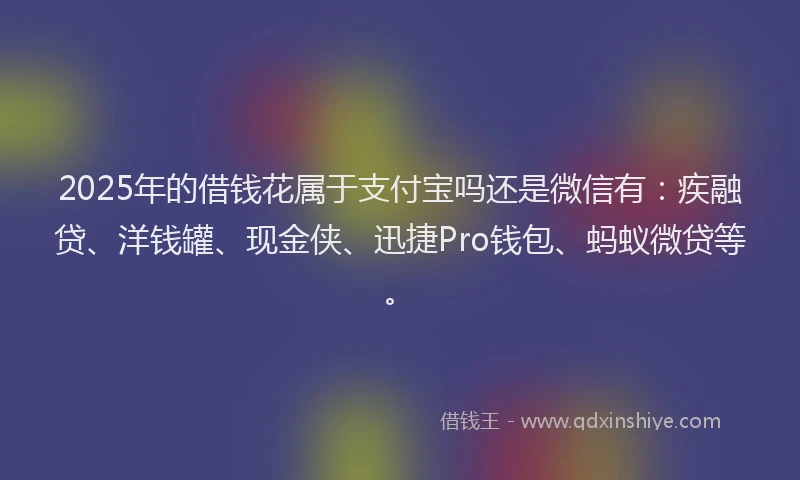 2025年的借钱花属于支付宝吗还是微信有：疾融贷、洋钱罐、现金侠、迅捷Pro钱包、蚂蚁微贷等。