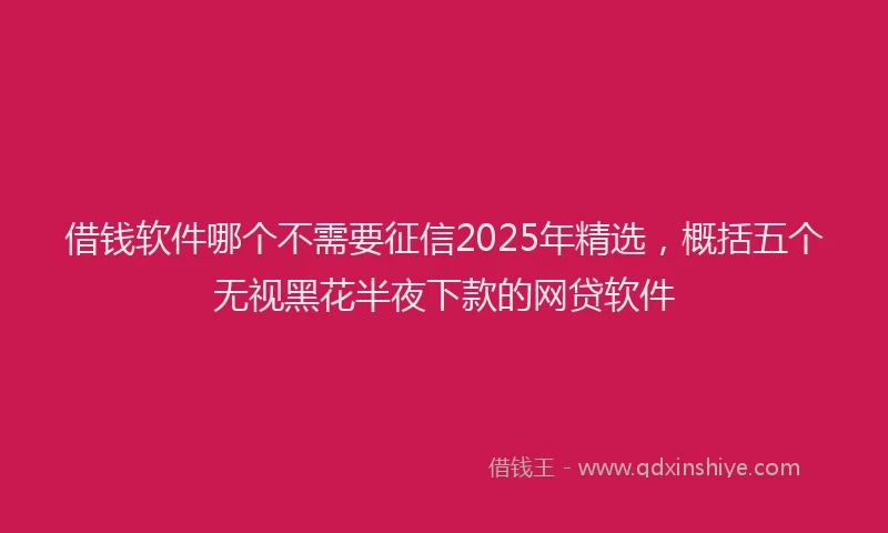 借钱软件哪个不需要征信2025年精选，概括五个无视黑花半夜下款的网贷软件