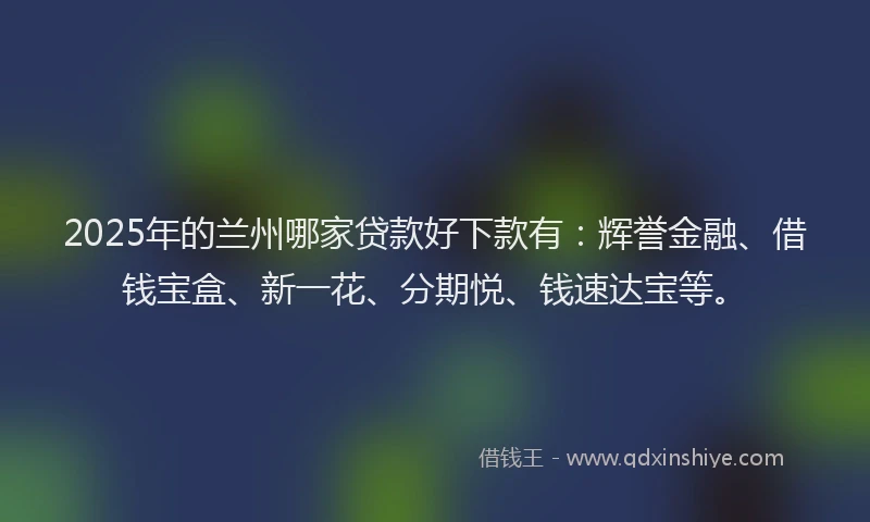 2025年的兰州哪家贷款好下款有：辉誉金融、借钱宝盒、新一花、分期悦、钱速达宝等。