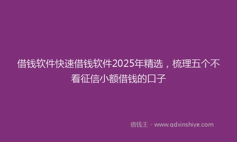 借钱软件快速借钱软件2025年精选，梳理五个不看征信小额借钱的口子