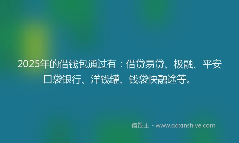 2025年的借钱包通过有：借贷易贷、极融、平安口袋银行、洋钱罐、钱袋快融途等。