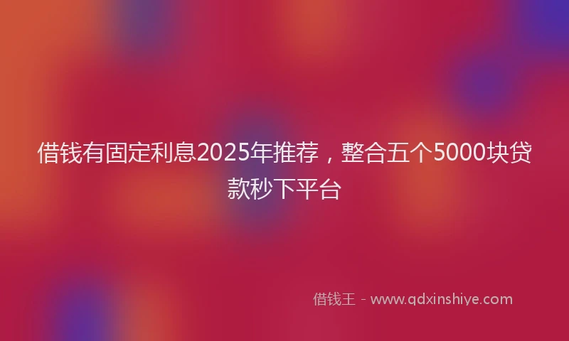 借钱有固定利息2025年推荐，整合五个5000块贷款秒下平台