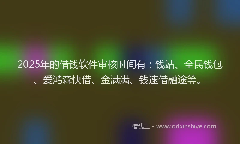 2025年的借钱软件审核时间有：钱站、全民钱包、爱鸿森快借、金满满、钱速借融途等。