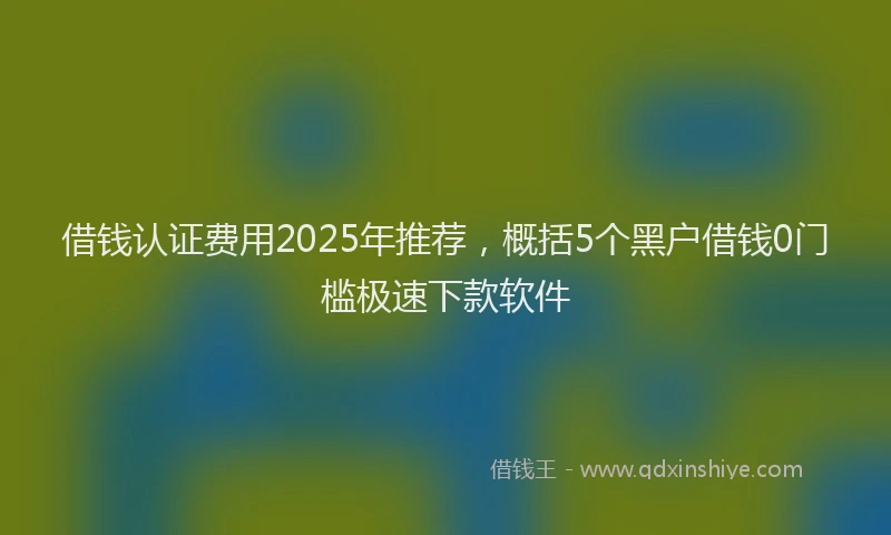 借钱认证费用2025年推荐，概括5个黑户借钱0门槛极速下款软件