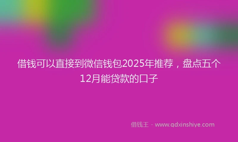 借钱可以直接到微信钱包2025年推荐，盘点五个12月能贷款的口子