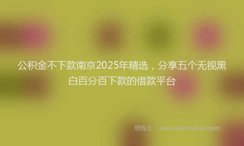公积金不下款南京2025年精选，分享五个无视黑白百分百下款的借款平台