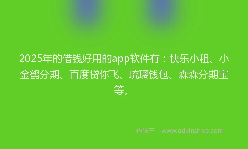 2025年的借钱好用的app软件有：快乐小租、小金鹤分期、百度贷你飞、琉璃钱包、森森分期宝等。