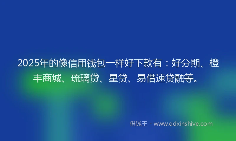 2025年的像信用钱包一样好下款有：好分期、橙丰商城、琉璃贷、星贷、易借速贷融等。