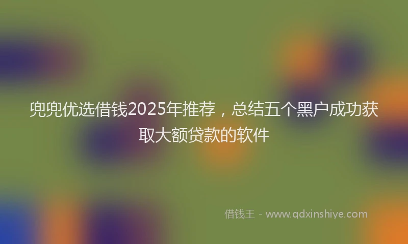 兜兜优选借钱2025年推荐，总结五个黑户成功获取大额贷款的软件