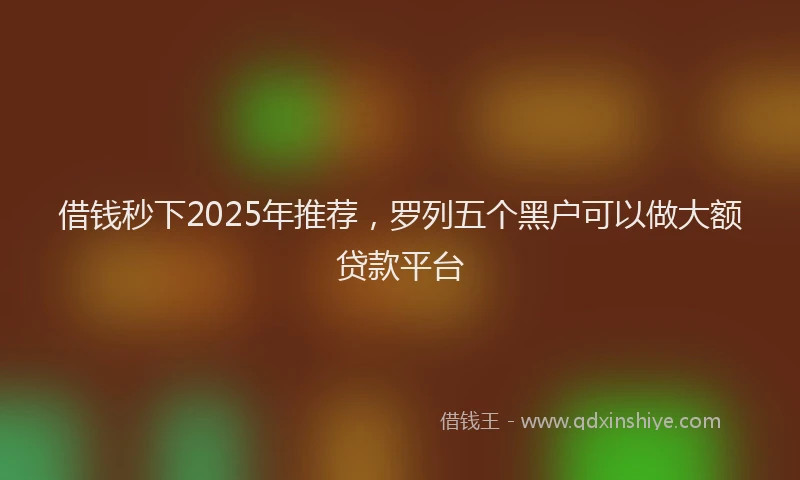 借钱秒下2025年推荐，罗列五个黑户可以做大额贷款平台