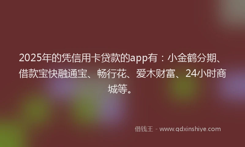 2025年的凭信用卡贷款的app有：小金鹤分期、借款宝快融通宝、畅行花、爱木财富、24小时商城等。