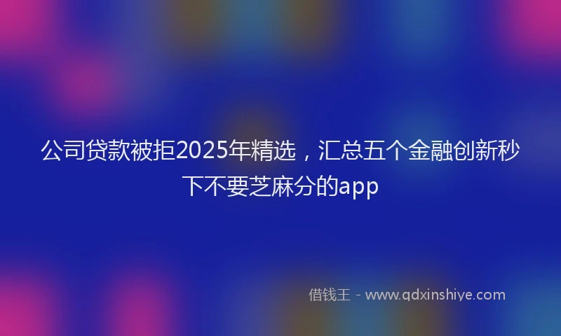 公司贷款被拒2025年精选，汇总五个金融创新秒下不要芝麻分的app