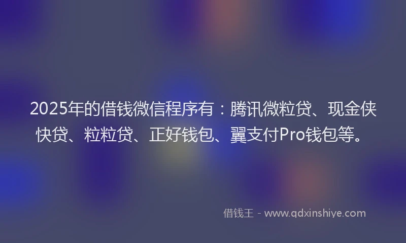 2025年的借钱微信程序有：腾讯微粒贷、现金侠快贷、粒粒贷、正好钱包、翼支付Pro钱包等。