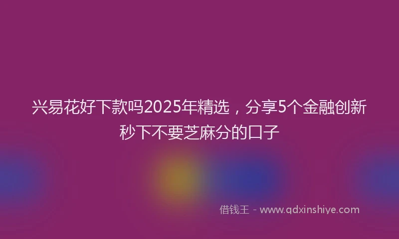 兴易花好下款吗2025年精选，分享5个金融创新秒下不要芝麻分的口子