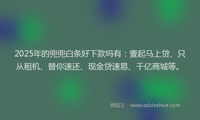 2025年的兜兜白条好下款吗有：壹起马上贷、只从租机、替你速还、现金贷速易、千亿商城等。