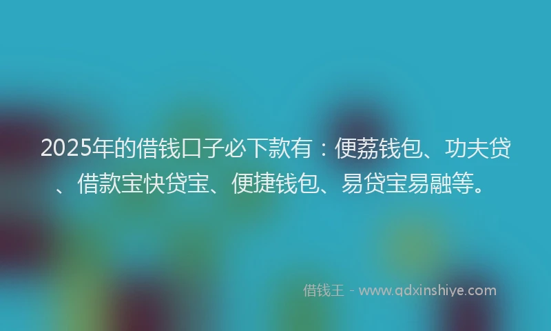 2025年的借钱口子必下款有：便荔钱包、功夫贷、借款宝快贷宝、便捷钱包、易贷宝易融等。
