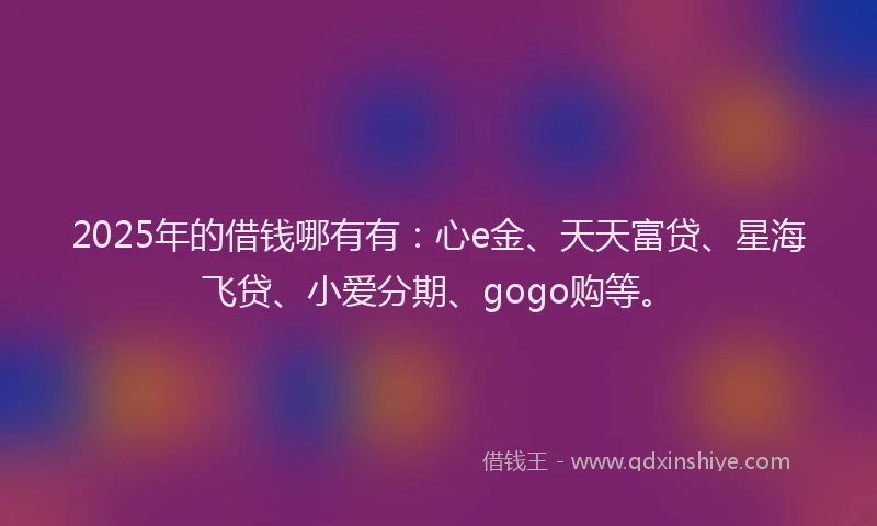 2025年的借钱哪有有：心e金、天天富贷、星海飞贷、小爱分期、gogo购等。