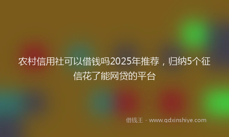 农村信用社可以借钱吗2025年推荐，归纳5个征信花了能网贷的平台