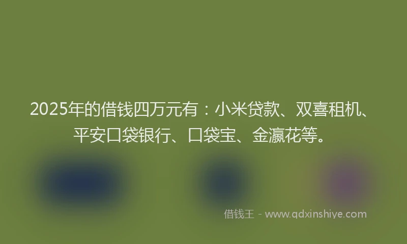 2025年的借钱四万元有：小米贷款、双喜租机、平安口袋银行、口袋宝、金瀛花等。