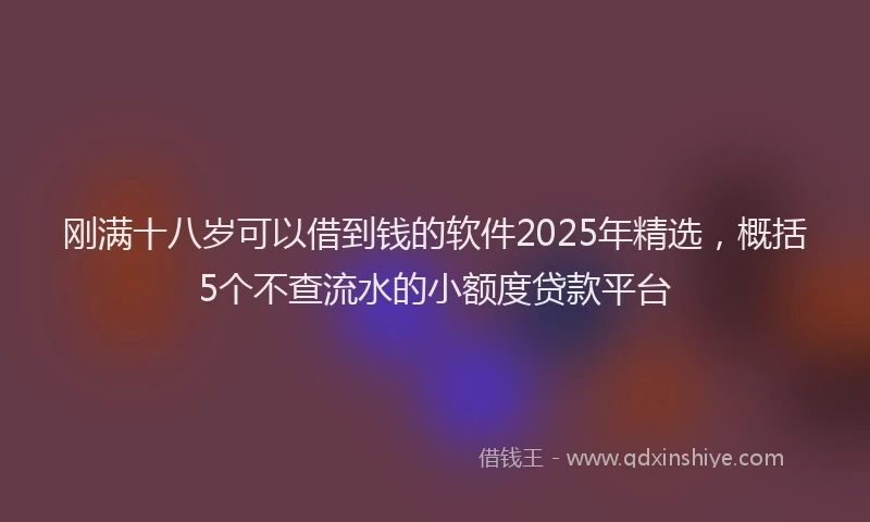 刚满十八岁可以借到钱的软件2025年精选，概括5个不查流水的小额度贷款平台