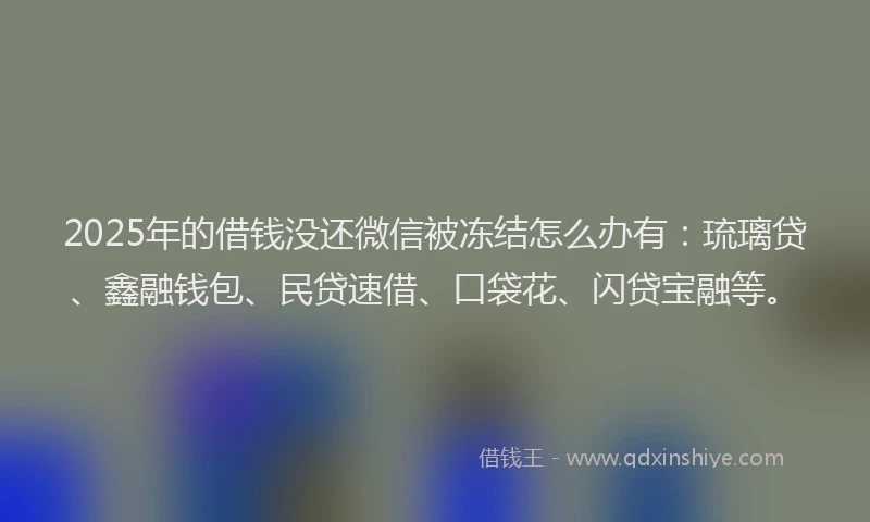 2025年的借钱没还微信被冻结怎么办有：琉璃贷、鑫融钱包、民贷速借、口袋花、闪贷宝融等。