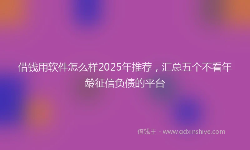 借钱用软件怎么样2025年推荐，汇总五个不看年龄征信负债的平台