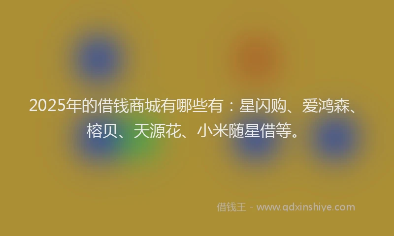 2025年的借钱商城有哪些有：星闪购、爱鸿森、榕贝、天源花、小米随星借等。
