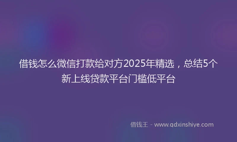 借钱怎么微信打款给对方2025年精选，总结5个新上线贷款平台门槛低平台