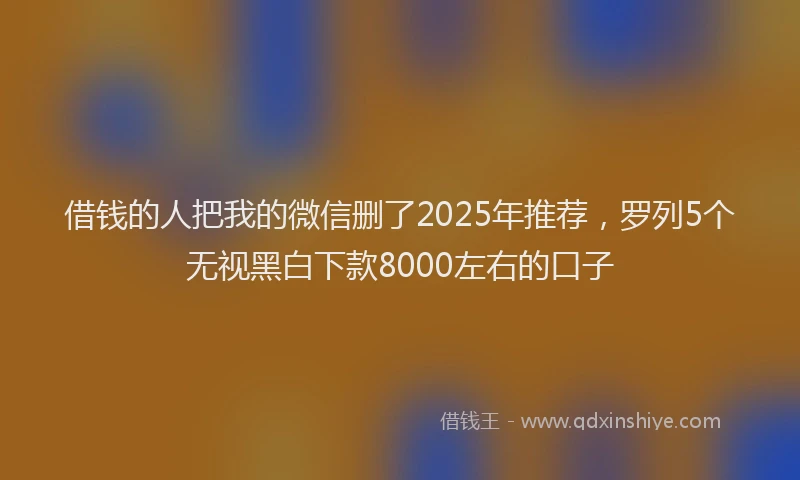 借钱的人把我的微信删了2025年推荐，罗列5个无视黑白下款8000左右的口子