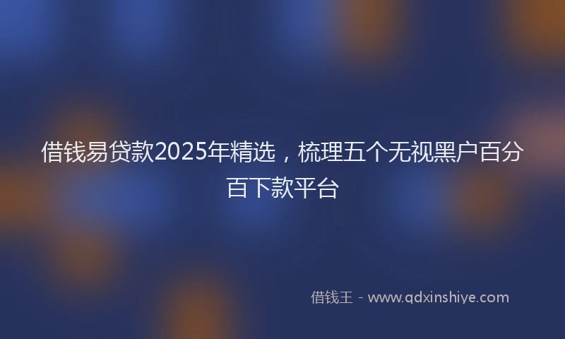 借钱易贷款2025年精选，梳理五个无视黑户百分百下款平台