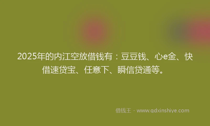 2025年的内江空放借钱有：豆豆钱、心e金、快借速贷宝、任意下、瞬信贷通等。