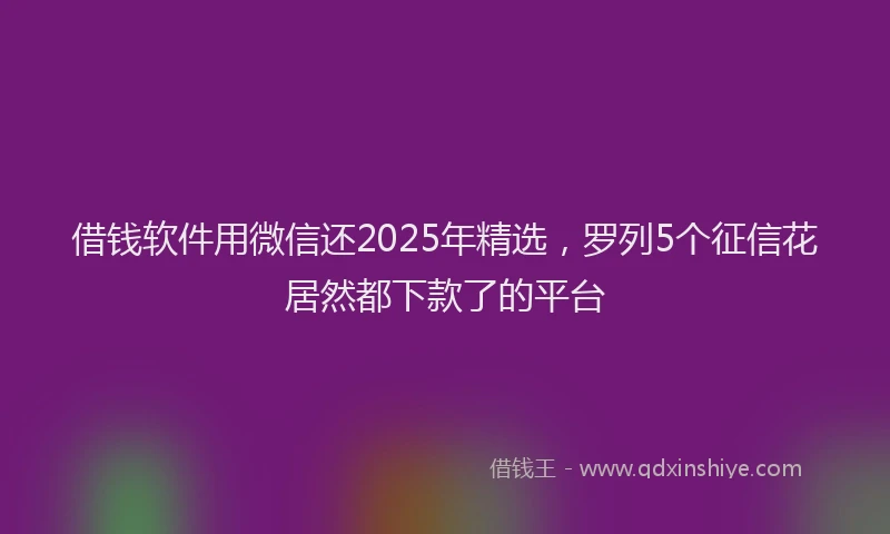 借钱软件用微信还2025年精选，罗列5个征信花居然都下款了的平台