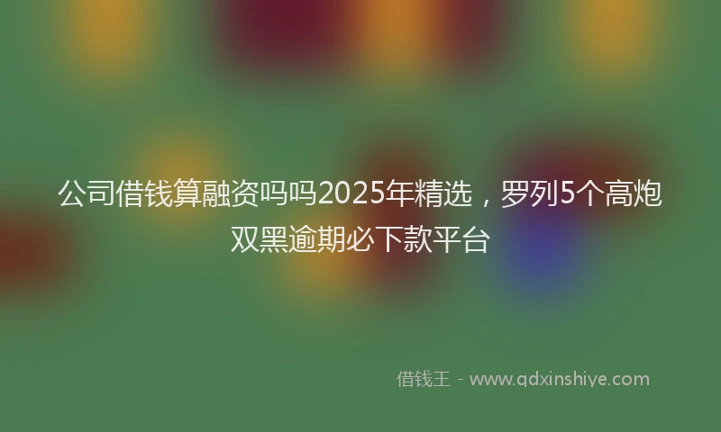 公司借钱算融资吗吗2025年精选，罗列5个高炮双黑逾期必下款平台