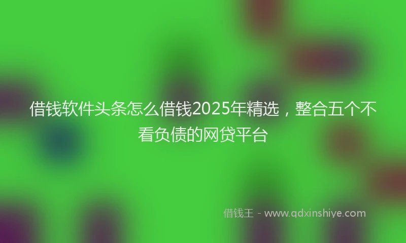 借钱软件头条怎么借钱2025年精选，整合五个不看负债的网贷平台
