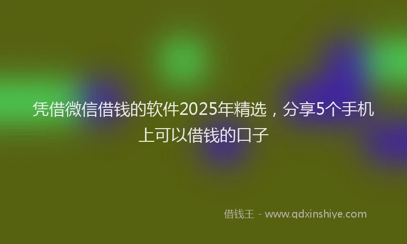 凭借微信借钱的软件2025年精选，分享5个手机上可以借钱的口子