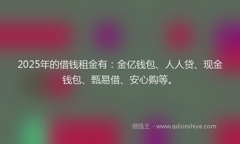 2025年的借钱租金有：金亿钱包、人人贷、现金钱包、甄易借、安心购等。