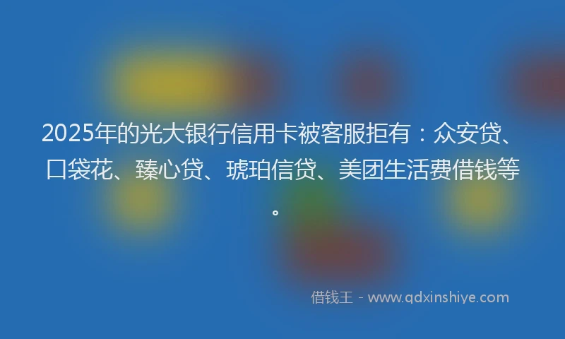 2025年的光大银行信用卡被客服拒有：众安贷、口袋花、臻心贷、琥珀信贷、美团生活费借钱等。
