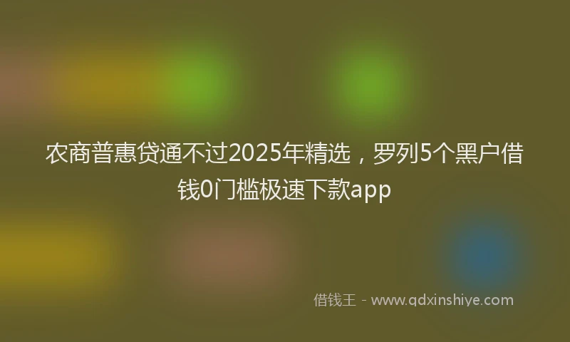 农商普惠贷通不过2025年精选，罗列5个黑户借钱0门槛极速下款app