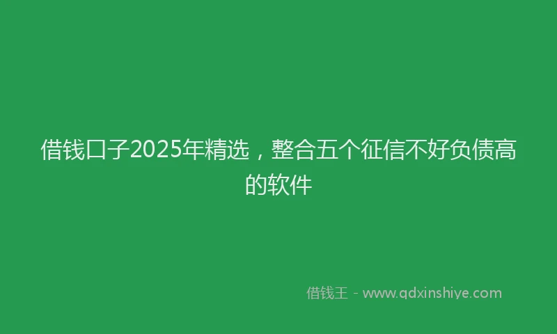 借钱口子2025年精选，整合五个征信不好负债高的软件