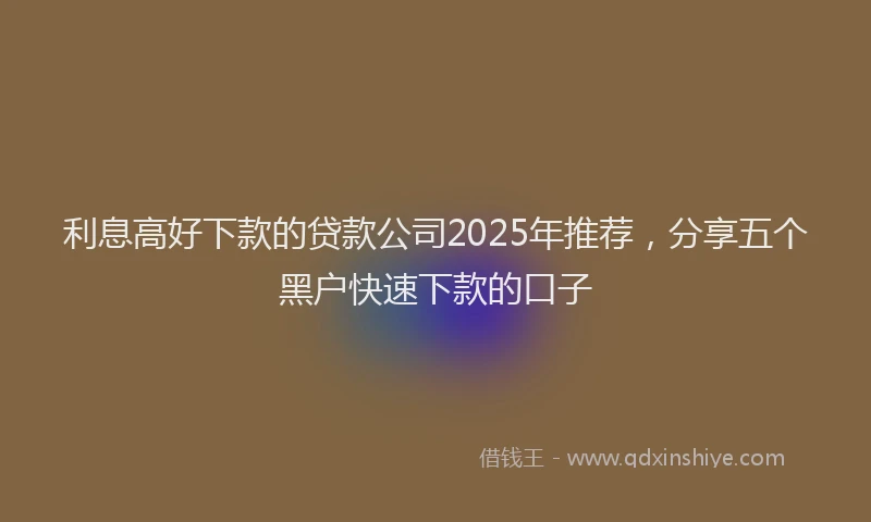 利息高好下款的贷款公司2025年推荐，分享五个黑户快速下款的口子