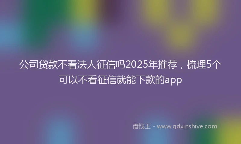公司贷款不看法人征信吗2025年推荐，梳理5个可以不看征信就能下款的app