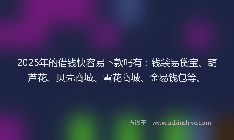 2025年的借钱快容易下款吗有：钱袋易贷宝、葫芦花、贝壳商城、雪花商城、金易钱包等。