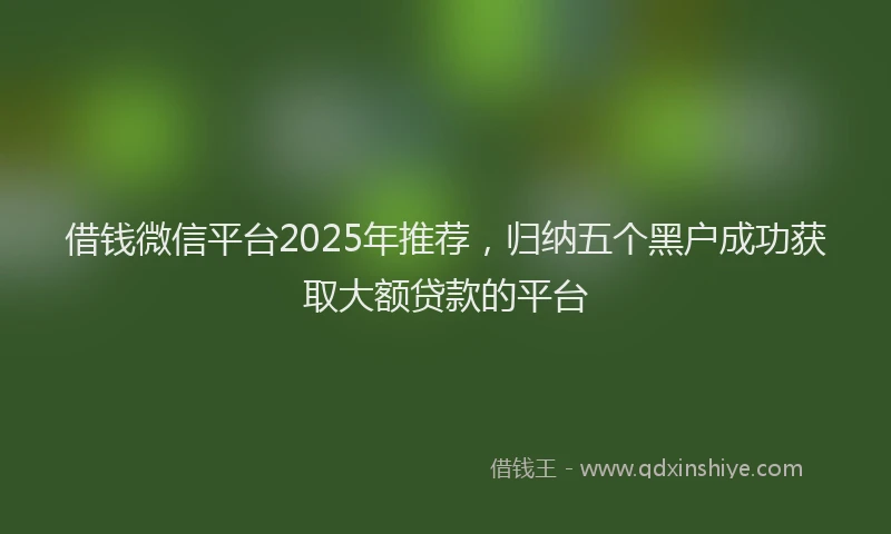 借钱微信平台2025年推荐，归纳五个黑户成功获取大额贷款的平台