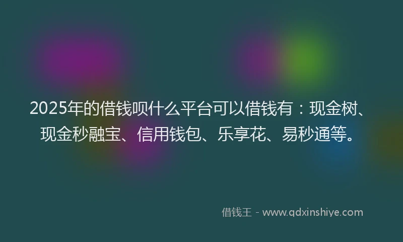 2025年的借钱呗什么平台可以借钱有：现金树、现金秒融宝、信用钱包、乐享花、易秒通等。