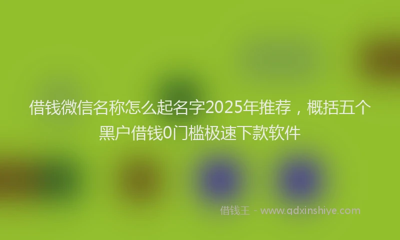 借钱微信名称怎么起名字2025年推荐，概括五个黑户借钱0门槛极速下款软件