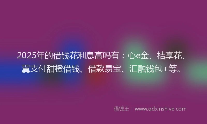 2025年的借钱花利息高吗有：心e金、桔享花、翼支付甜橙借钱、借款易宝、汇融钱包+等。